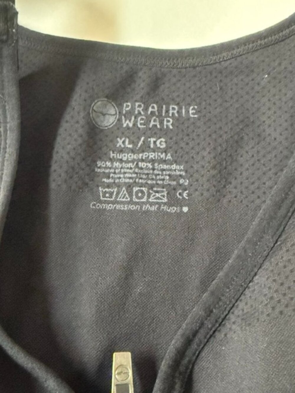 Prairie Wear Womens XL Hugger Prima Black Zip Zipper Support Bra Compression - Picture 4 of 7